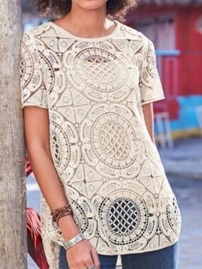 Sundance Crochet Lace Tunic Top